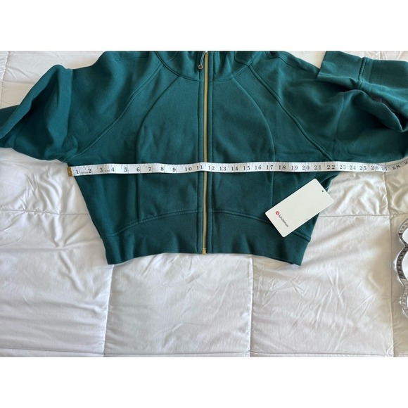 New Lululemon Scuba Full Zip Cropped Hoodie Size 14 Storm Teal/ Gold Sweatshirt - Picture 4 of 9